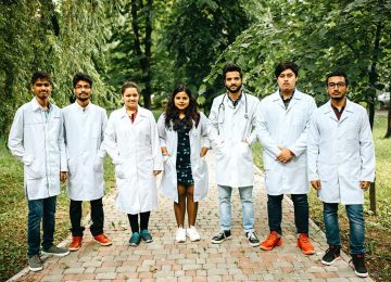 Indian Students in Ukraine University Campus